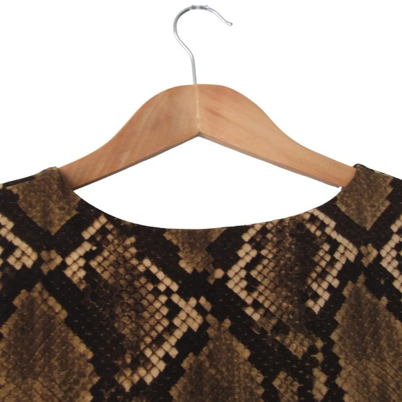 Michael Kors Tokara Snakeskin Top Sleeveless Blouse Size Small Fringe Hem Brown - Picture 6 of 8
